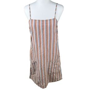 NWT Billabong Straight Round Striped Sun Mini Tank Dress Tan Size Medium